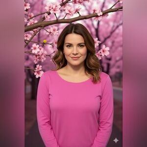 Croft & Barrow Essential Long-Sleeve Crewneck Tee Pink, L (EUC)